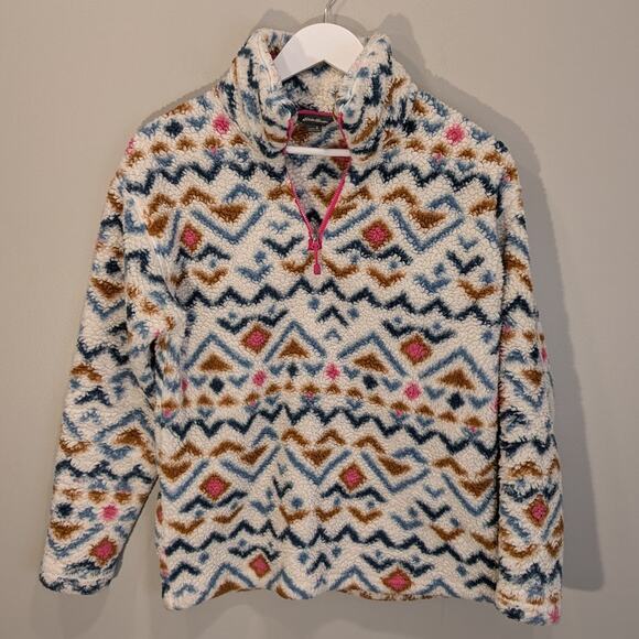 Eddie Bauer Fleece Pullover 1/4 Zip Tribal Inspired Pattern Cozy Layer - Size S - Picture 1 of 7